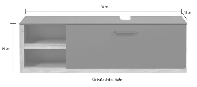 welltime Waschbeckenunterschrank »Premont« 1 Stk. tlg. Hängender Waschtisch mit Siphonausschnitt - (B/T/H) 120/45/36 cm