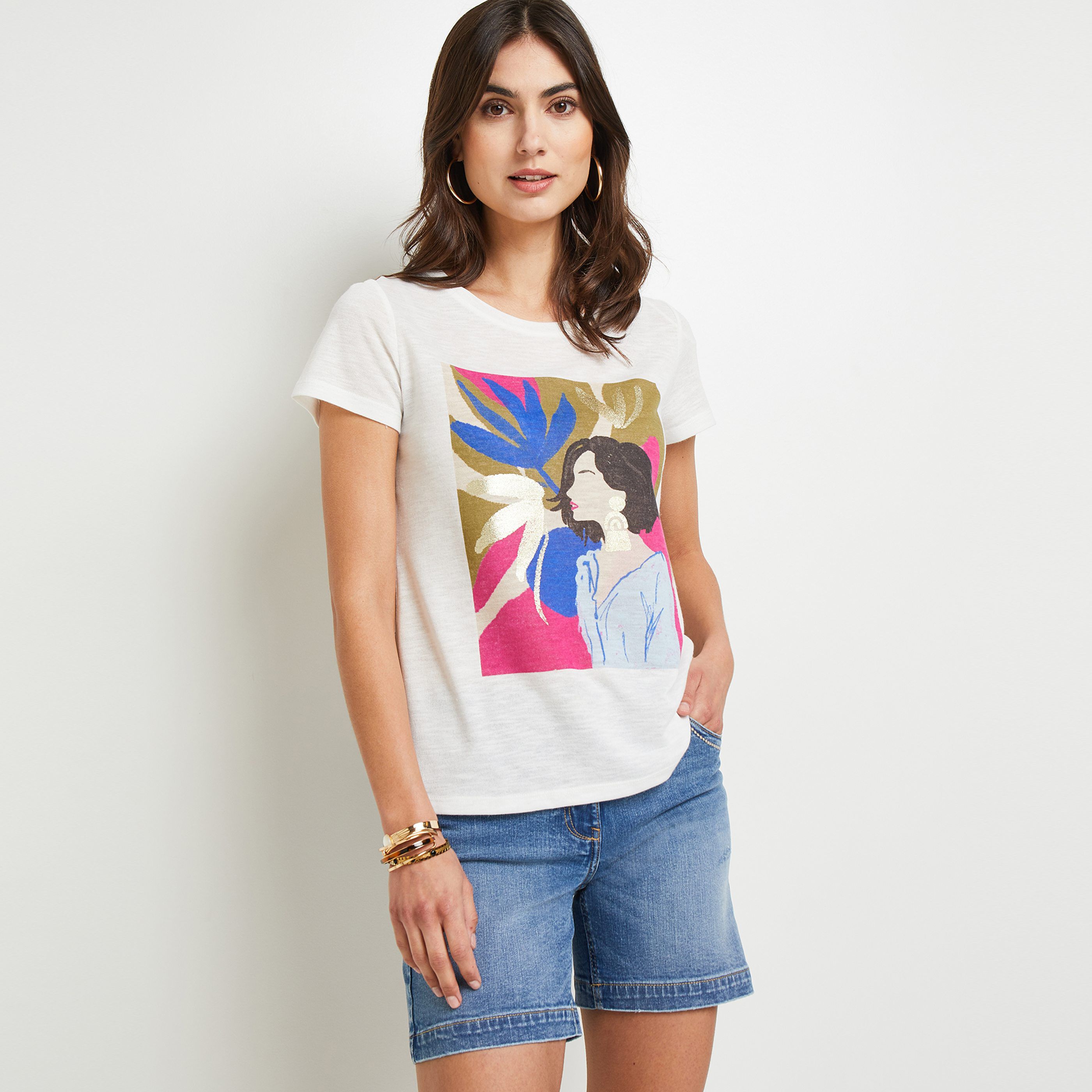Tshirt imprimé femme - BLANC CASSE