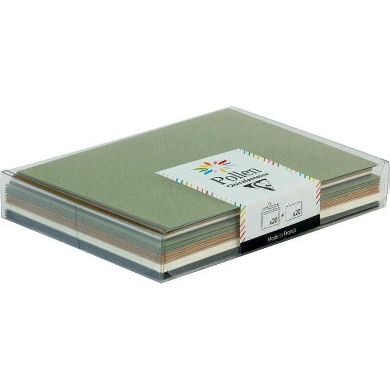 Coffret Pollen de 20 enveloppes C6 (114x162mm) + 20 cartes simples 110x155mm - Noël cosy - Multicolore
