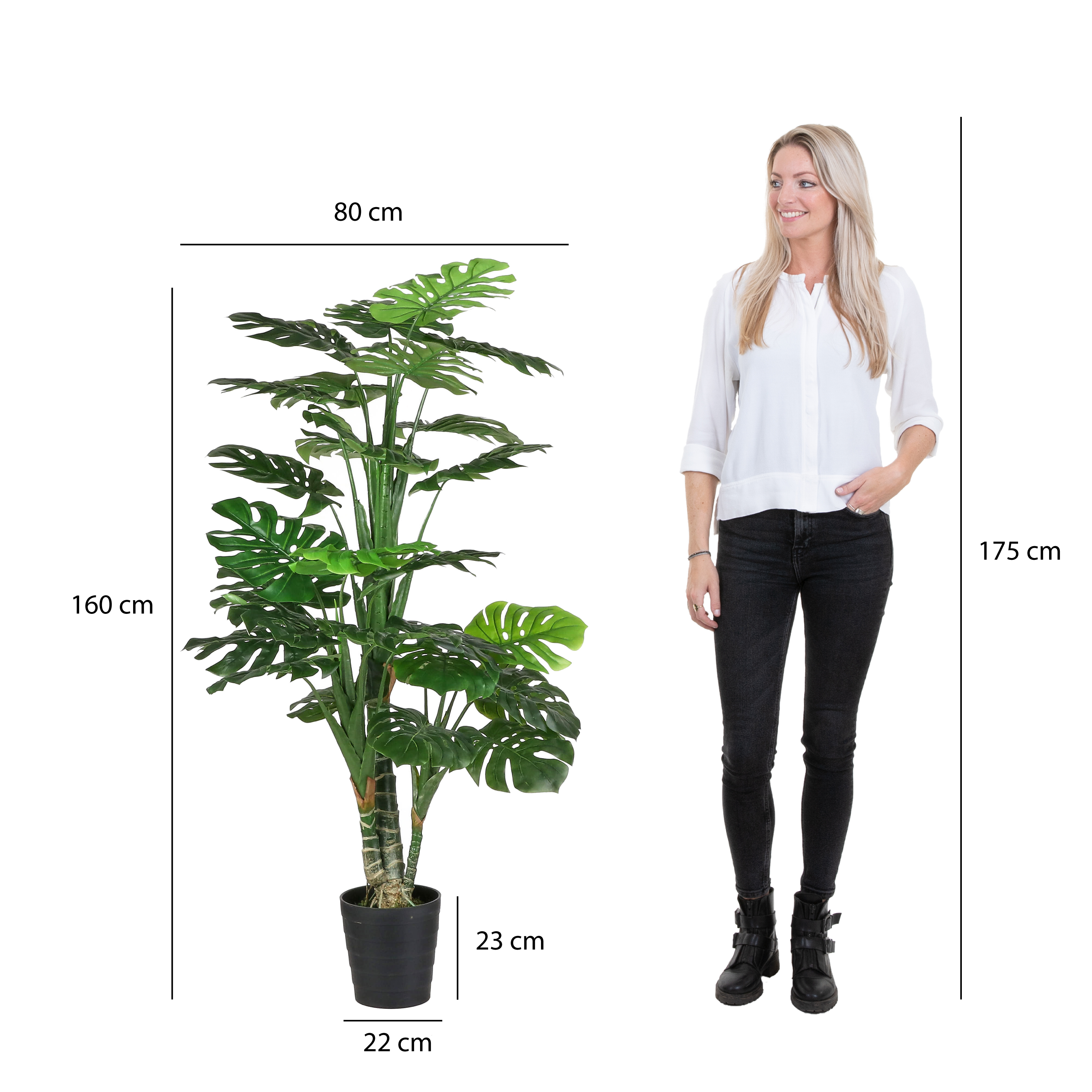 Mica decorations - monstera artificielle vert en pot h160
