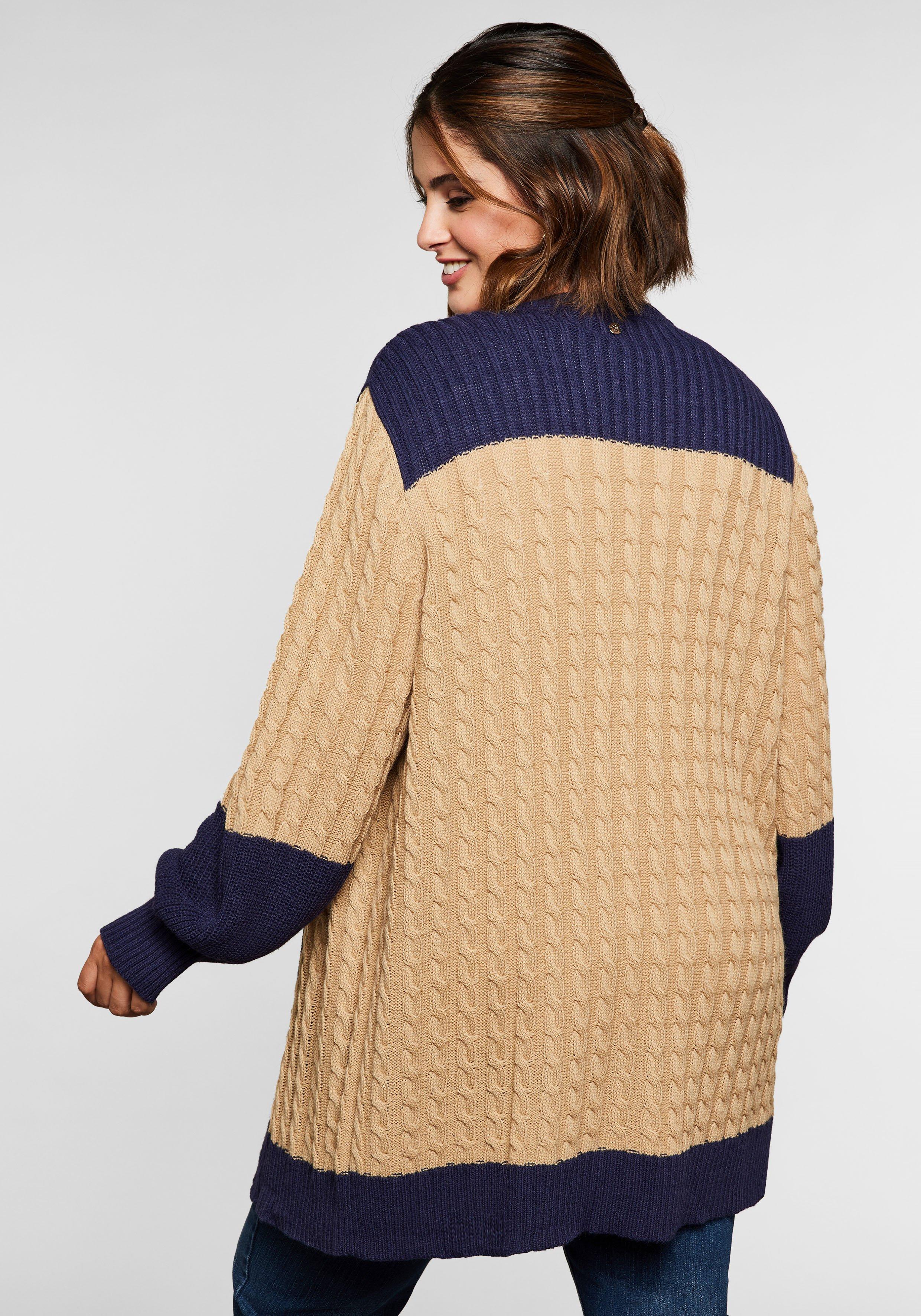 Strickjacke im Strukturmix, in offener Form