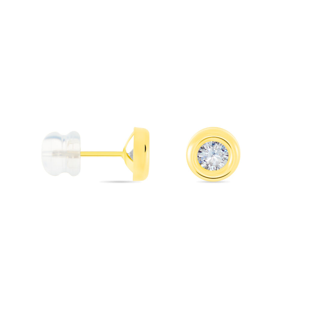 Boucles D'oreilles Puces Eden Serti Pneu Or Jaune Oxyde De Zirconium