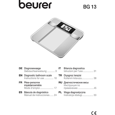 Beurer BG 13 Firkant Grå. Transparent Elektronisk personlig vægt