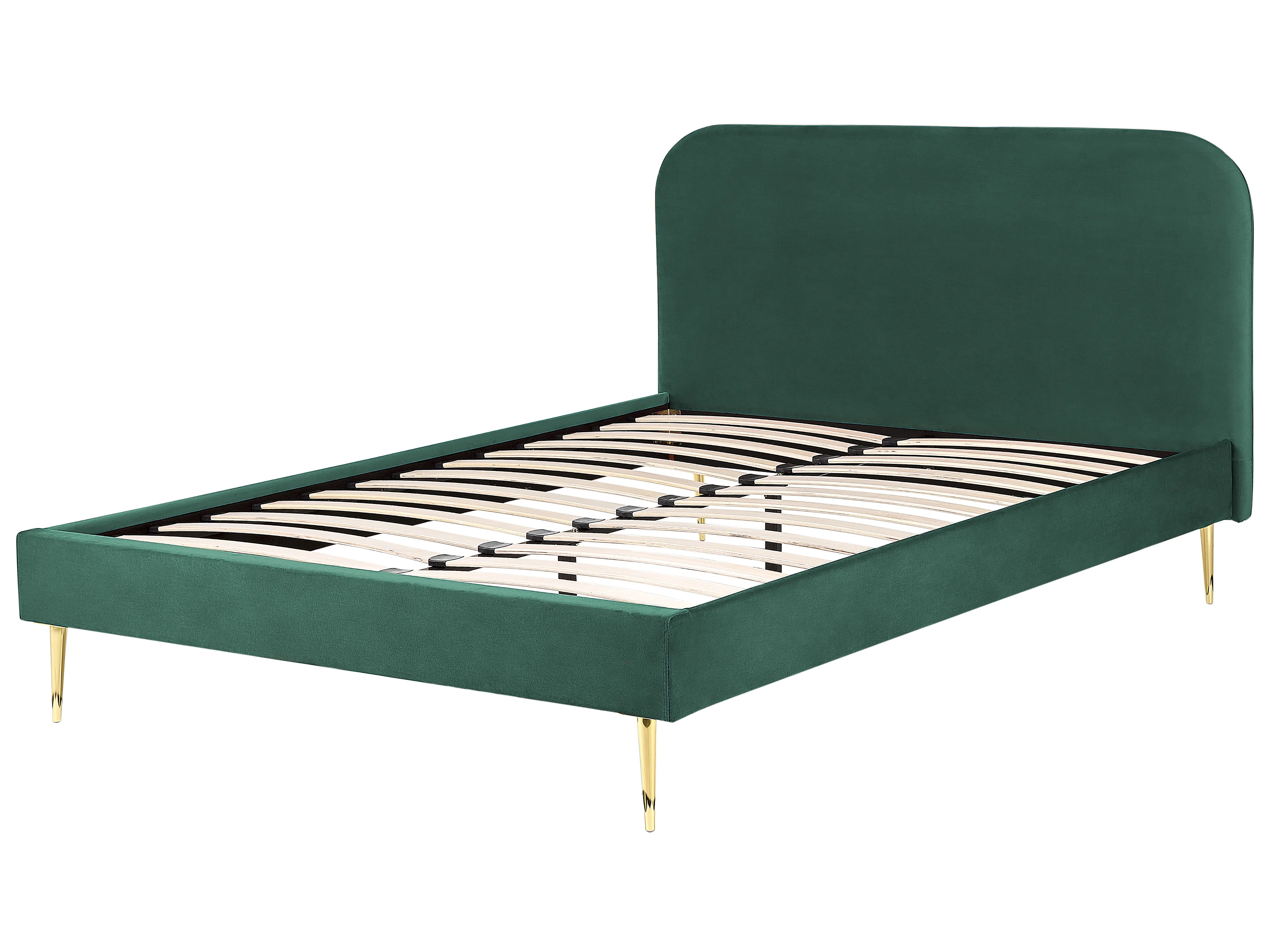 Bed Fluweel FLAYAT 160 x 200 cm Smaragdgroen