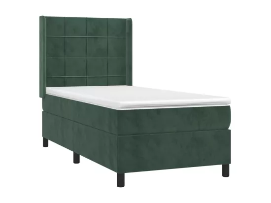 Sommier tapissier et matelas et LED Vert foncé 90x190cm Velours