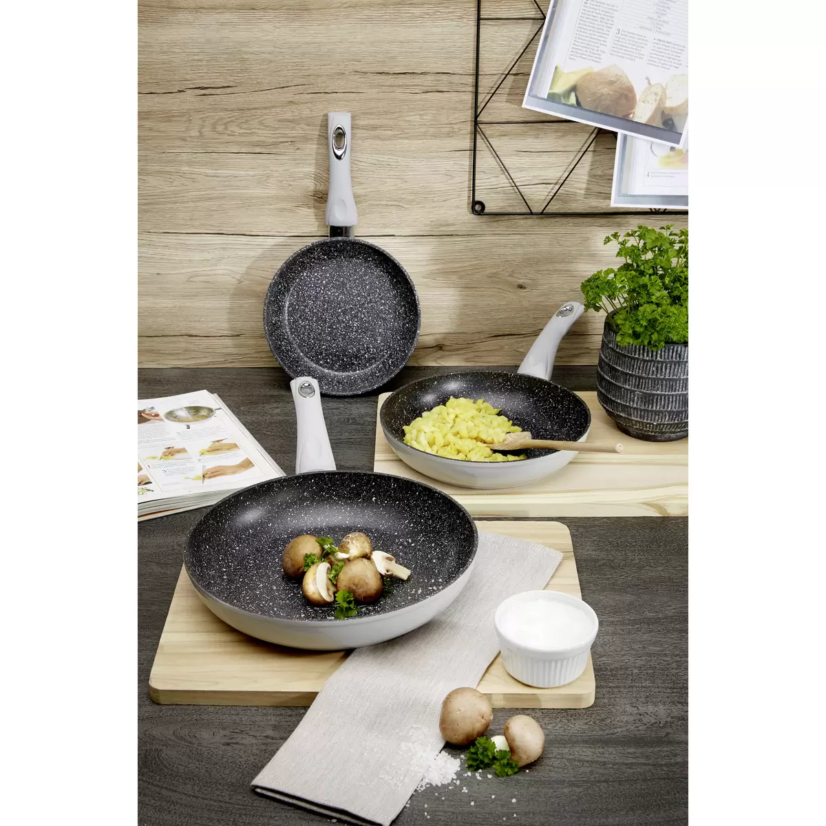 Bratpfanne James Wood grau,schwarz