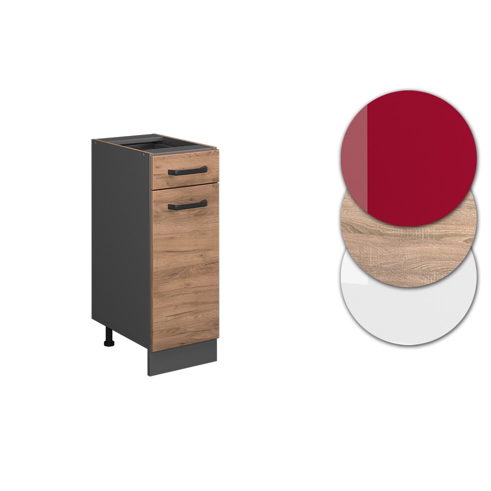 Vicco Schubunterschrank Küchenschrank Küchenzeile R-Line 30 cm Anthrazit Eiche Tür Schublade