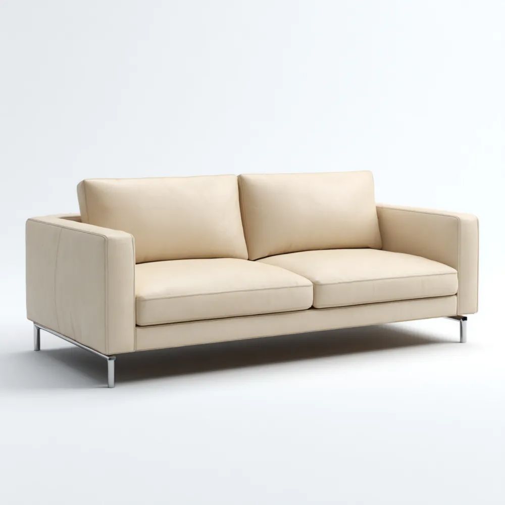 2-Sitzer-Sofa 180x85x75 cm Leder Beige Metallbeine Modernes Design