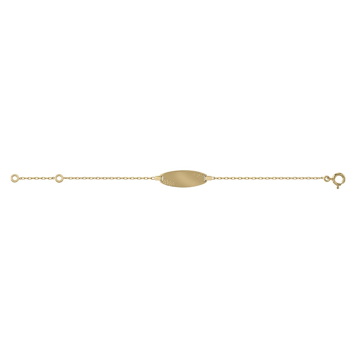 Bracelet identité bébé or jaune motif feuillage