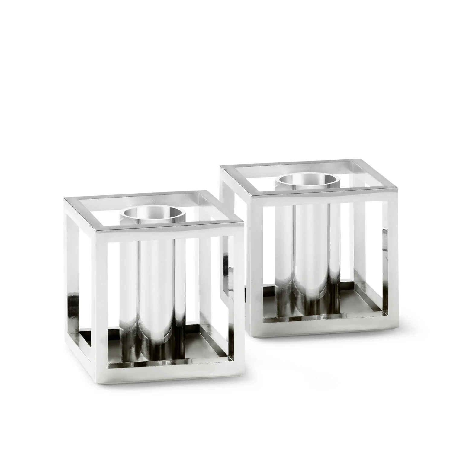 Audo Copenhagen  Kubus Micro lysestager, nikkelbelagt - 2 stk