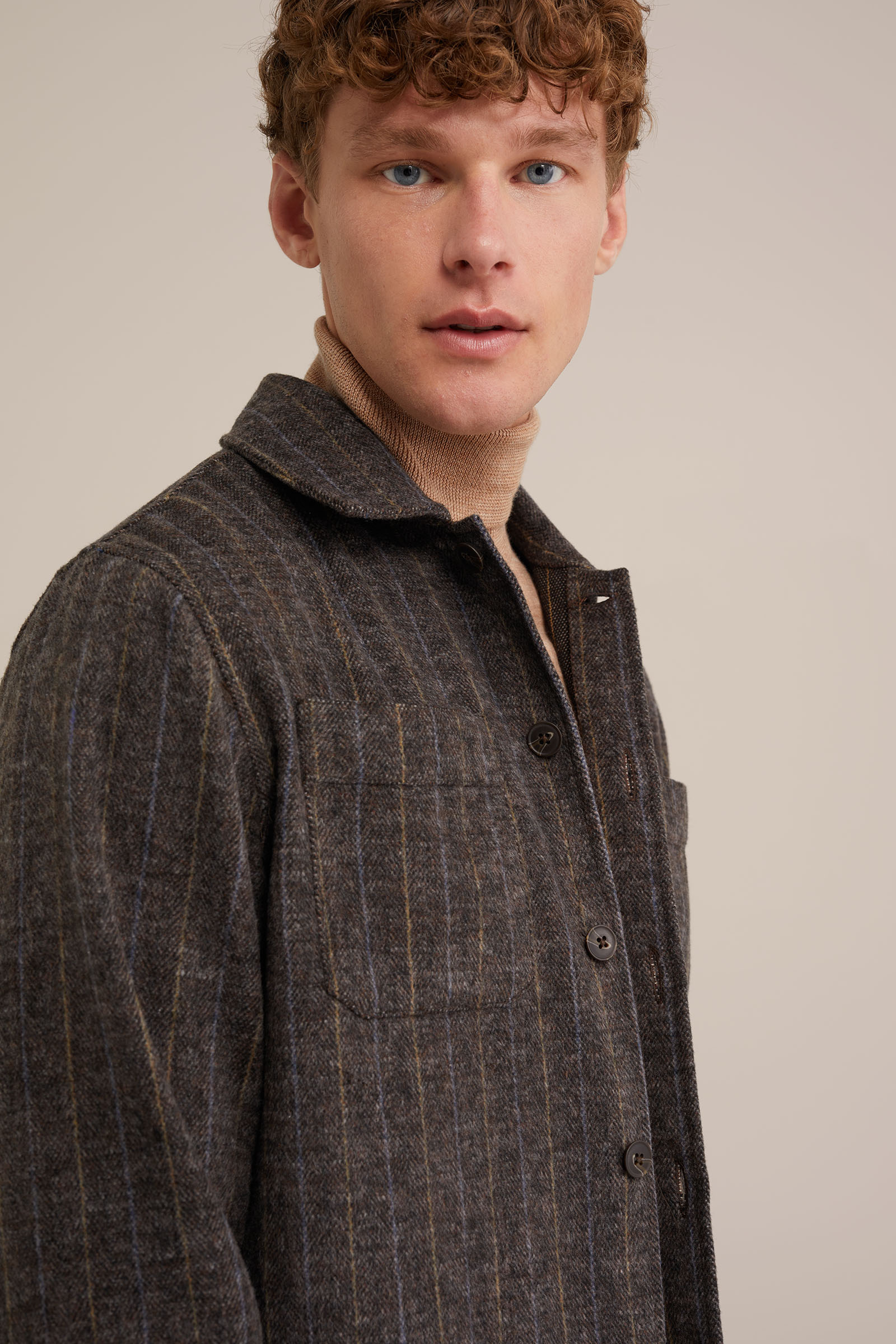 geweven overshirt met herringbone patroon Blue Ridge Donkergrijs