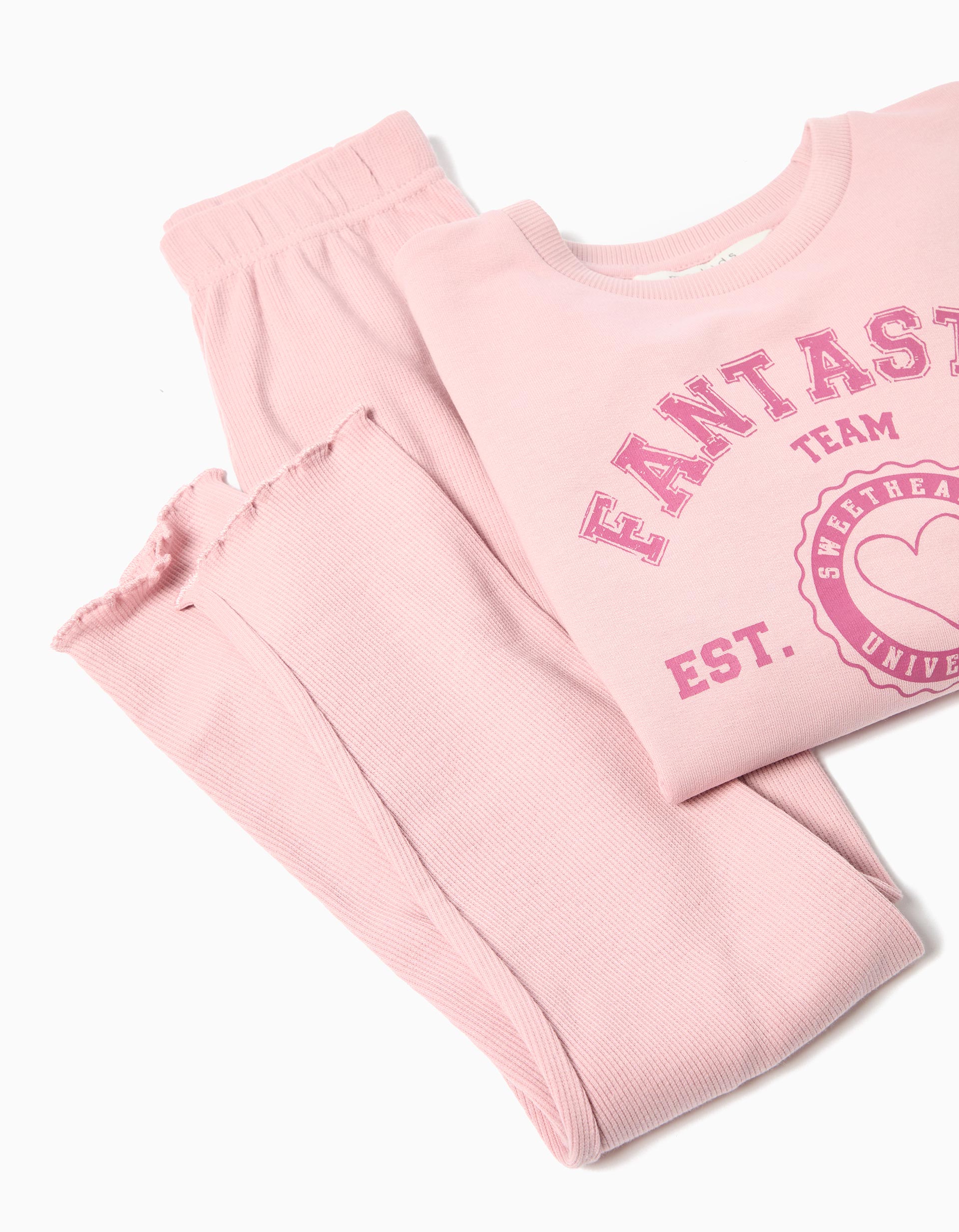 Conjunto Sweatshirt e Leggings, Menina, Rosa Claro
