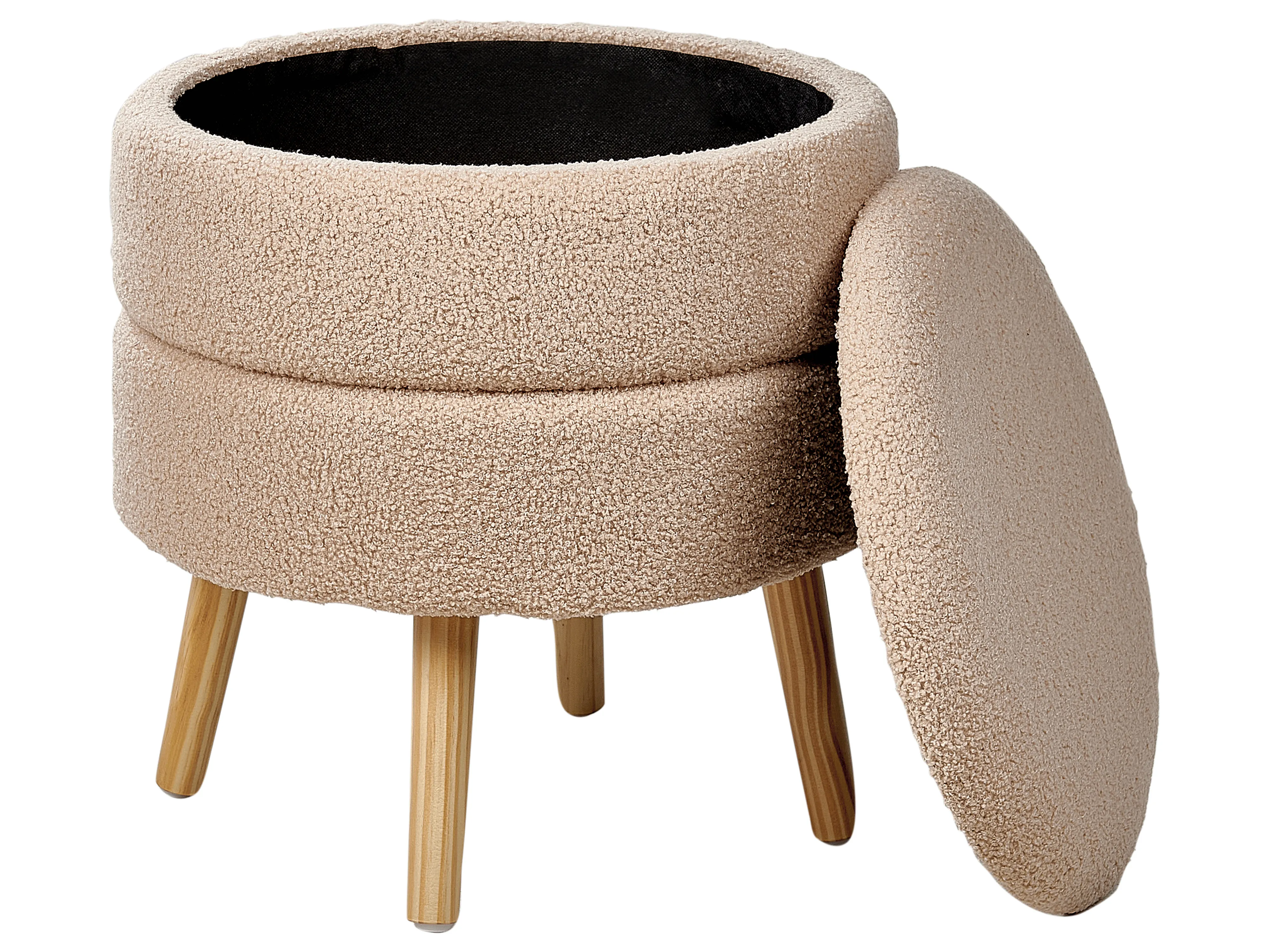 Hocker met opbergruimte OKATON Bouclé Beige