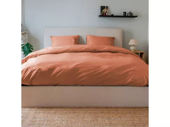 Parure - Draps Housse 160x200cm, Housse de couette 220x240cm, Taie d'Oreillers 50x70cm - Terracotta