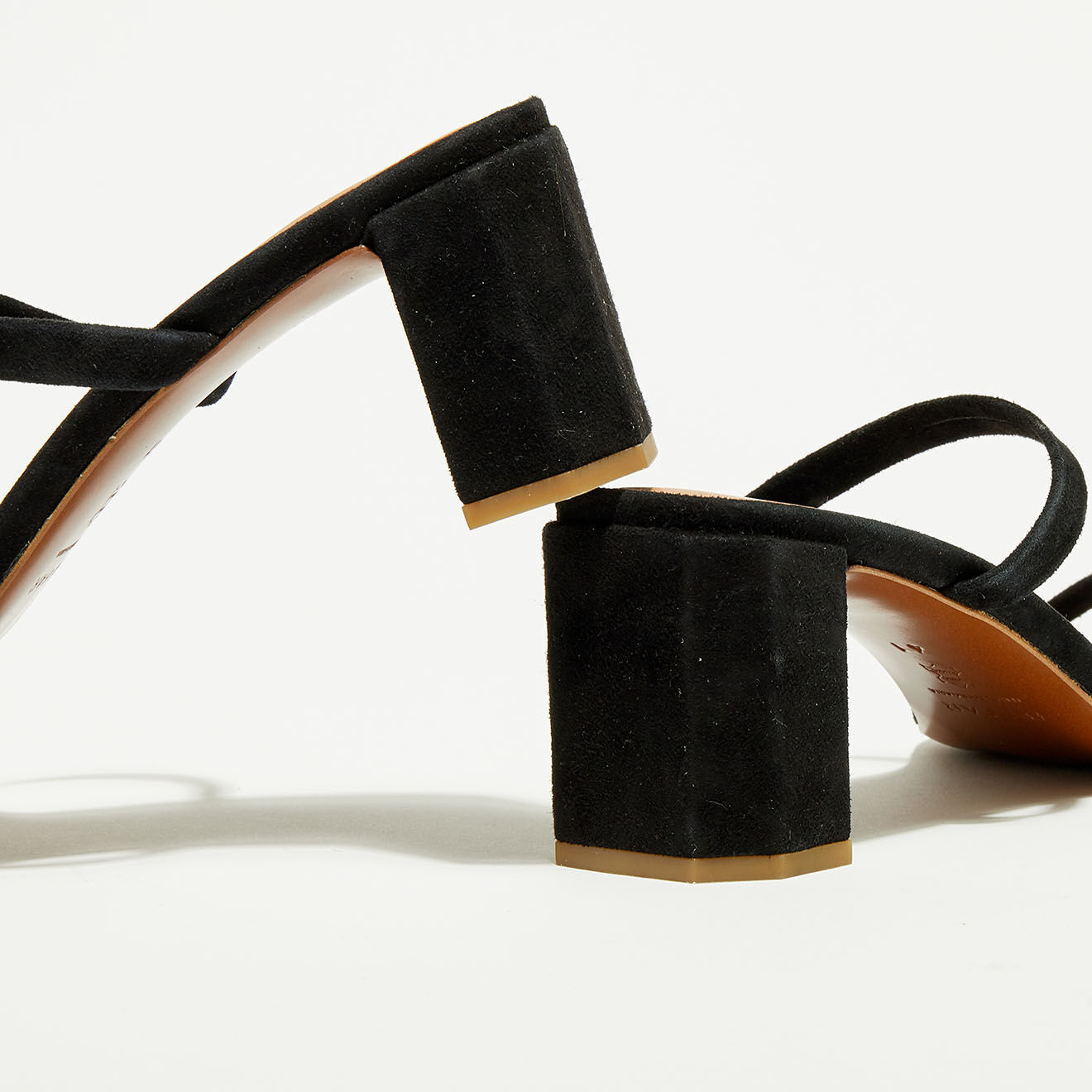By Far Mules en Velours de Cuir Tanya noires - Talon 7 cm