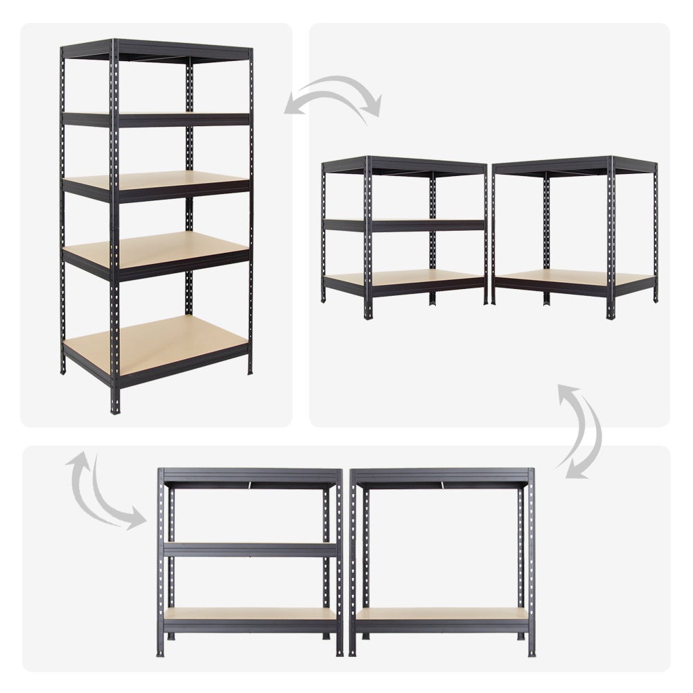 PROREGAL Mega Deal 3x Heavy-Duty Stellingkast Klinknagel HxBxD 180 x 90 x 60 cm Plankbelasting 250 kg Zwart