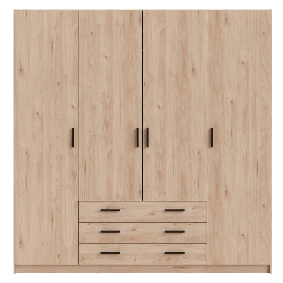Kledingkast Sprint 4-deurs - eikenkleur - 200x196x50 cm
