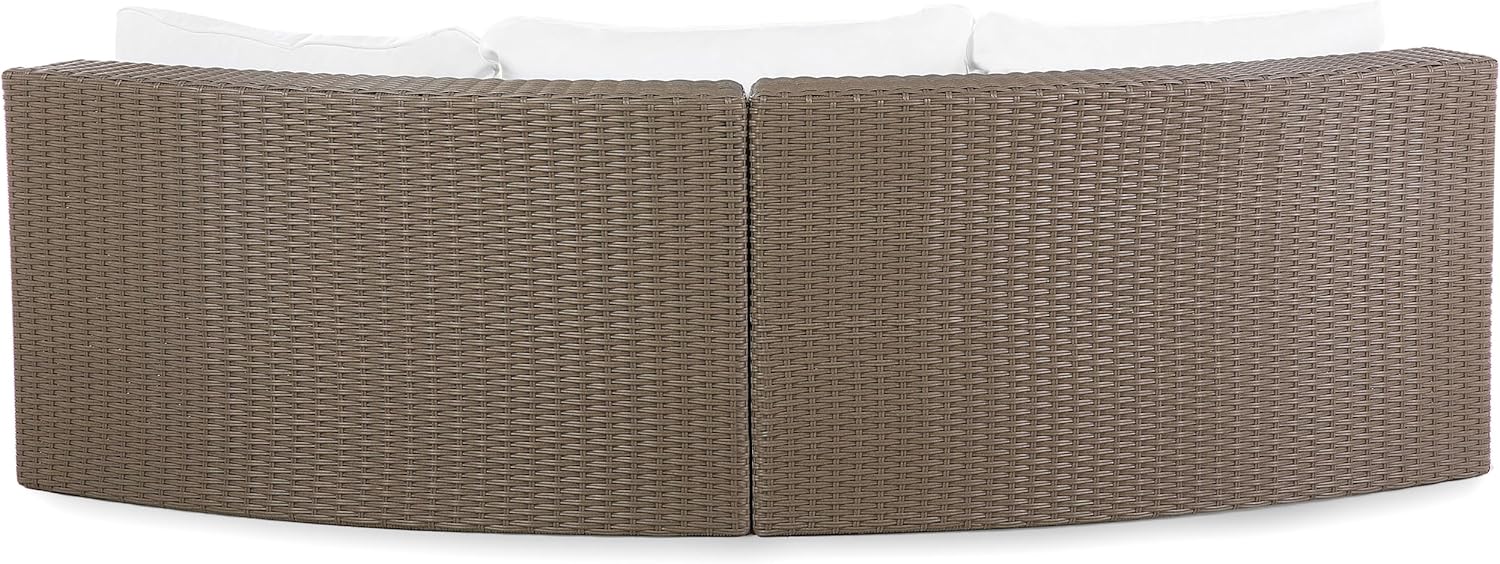 Beliani 9-Sitzer Lounge Set Rattan braun rund mit Auflagen weiß Couchtisch Severo