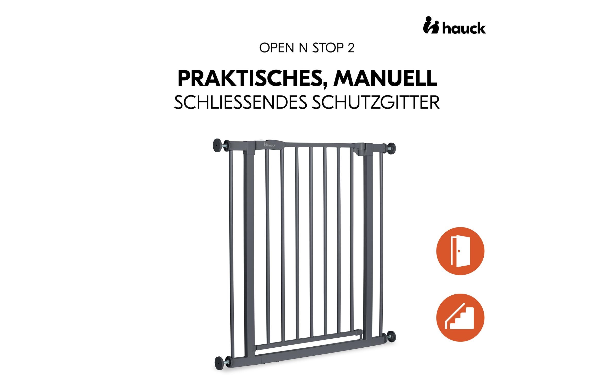 Türschutzgitter Open N Stop 2 Dark Grey 75 cm - 80 cmPraktisches, manuell schliessendes Tür- und Treppenschutzgitter-Set