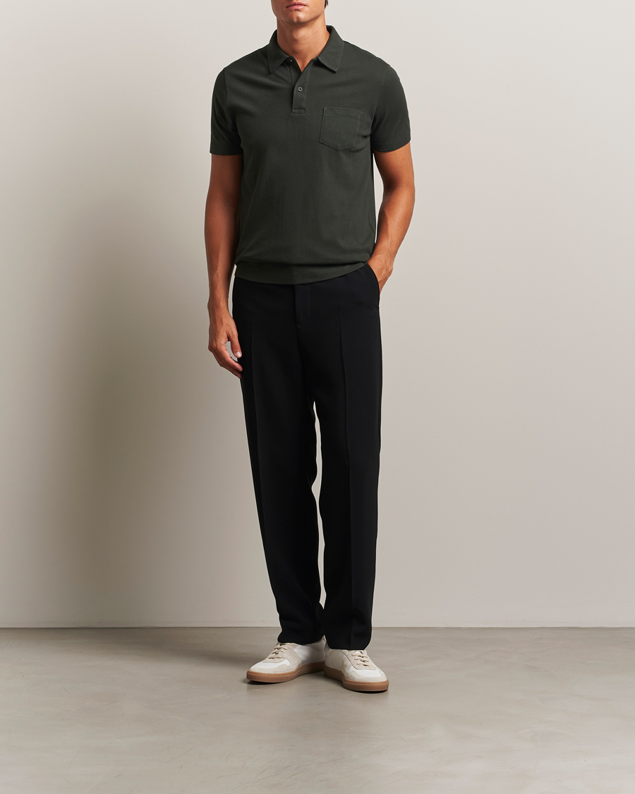 Sunspel Riviera Polo Shirt Dark Green