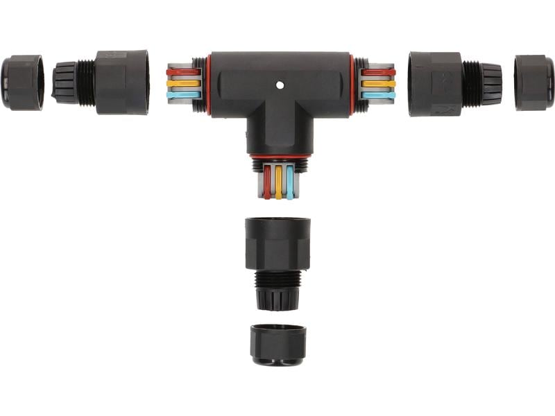 Max Hauri Kabelverbinder T-Stück IP68 3-polig, 16A / 250 V Schwarzer 3-poliger Kabelsteckverbinder