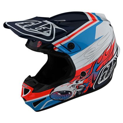 Casque cross TroyLee design SE4 POLYACRYLITE SKOOLY 2023 - Bleu / Orange