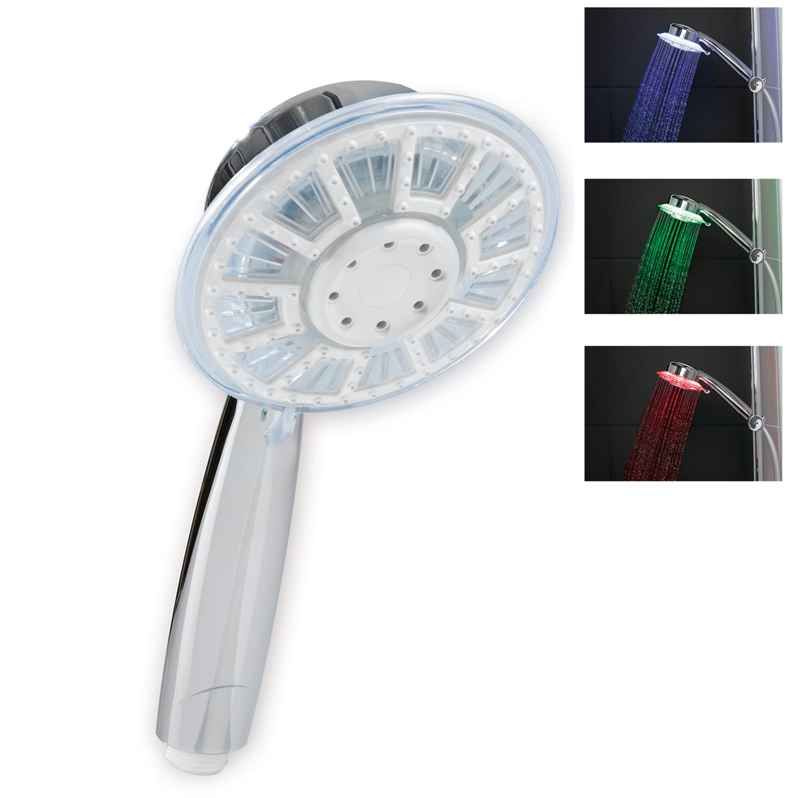 EASYMAXX LED-Duschkopf - chromfarben - 3 Farben