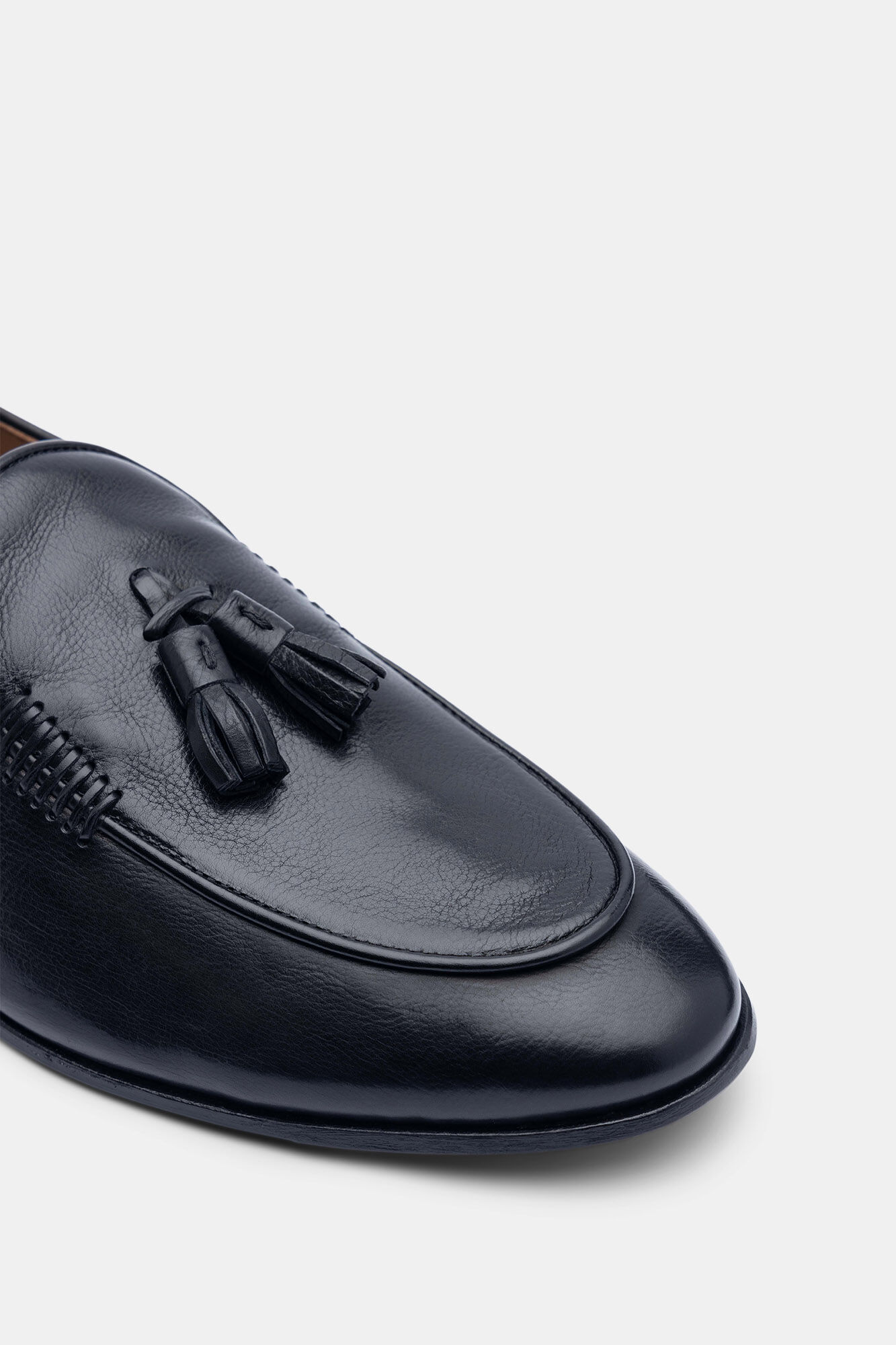 Mocassins de couro bovino escovado preto - Preto