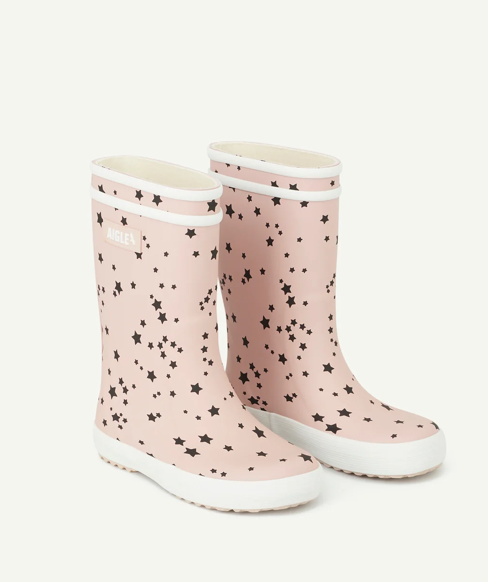 AIGLEBOTTES EN CAOUTCHOUC ROSE IMPRIMÉES ÉTOILES FILLE