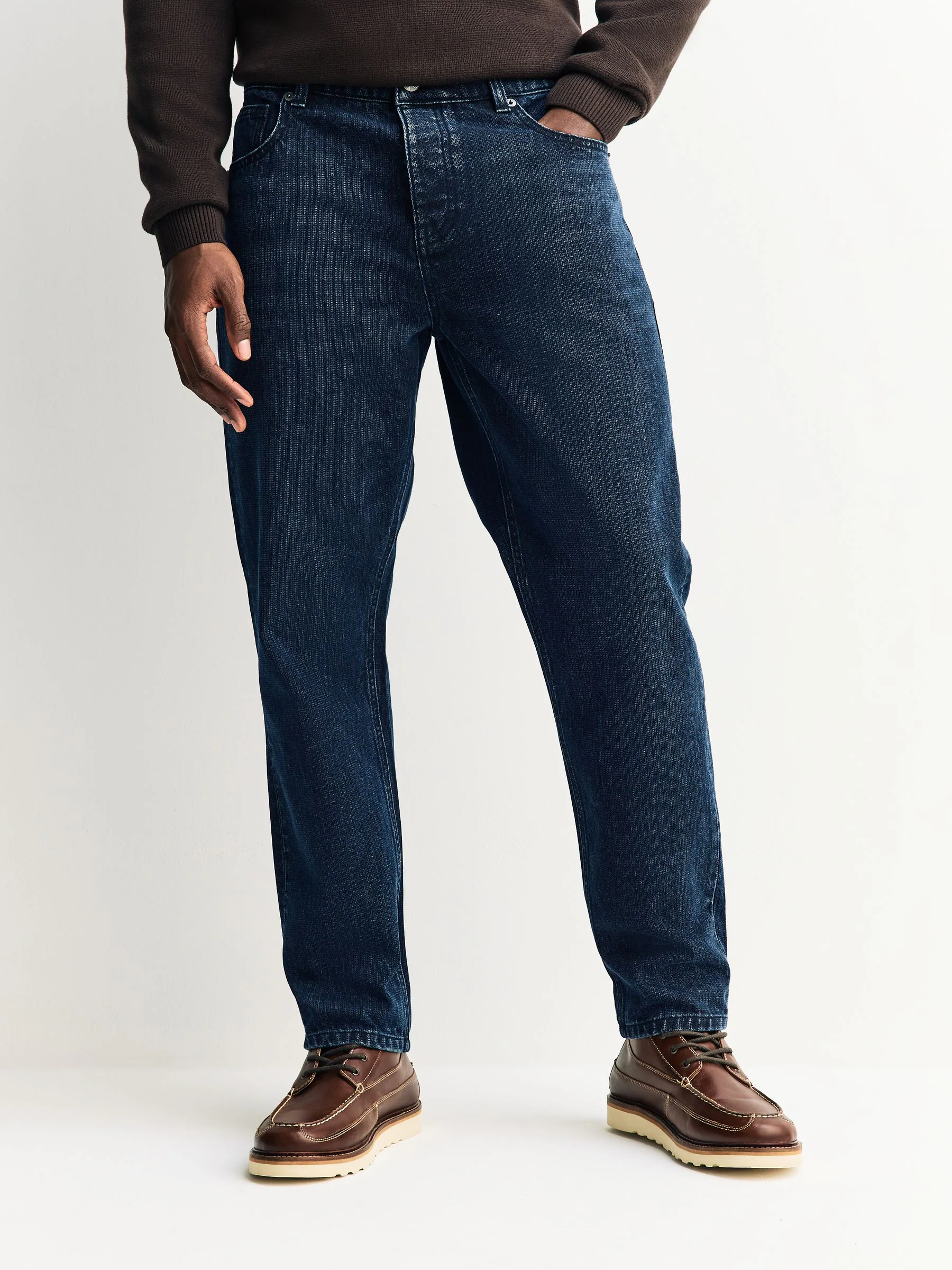 Inktblauw - Textured Denim Jeans