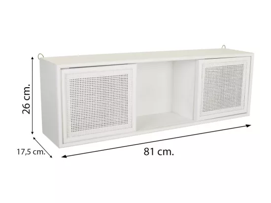 Étagère murale en bois et treillis blanc 81x17.5x26h