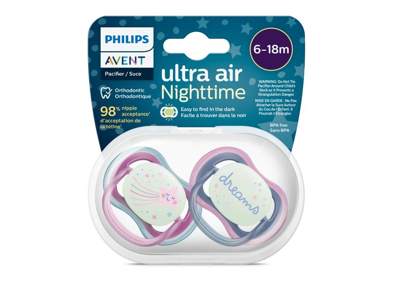 PHILIPS AVENT Nuggi ultra air Night 6-18 Mt. Sternschnuppe/ Sauger aus 100% lebensmitteltauglichem Silikon