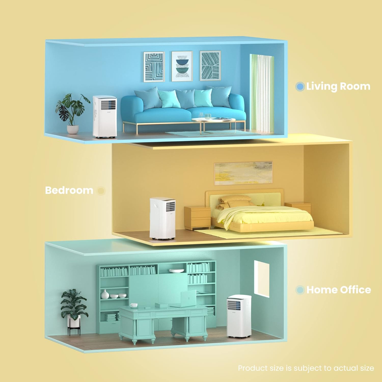Comfee Mobiles Klimagerät MPPH-07CRN7, 7000 BTU 2,0kW, Kühlen&Ventilieren&Entfeuchten, Raumgröße bis 68m³(25㎡), Mobile Klimaanlage mit Abluftschlauch