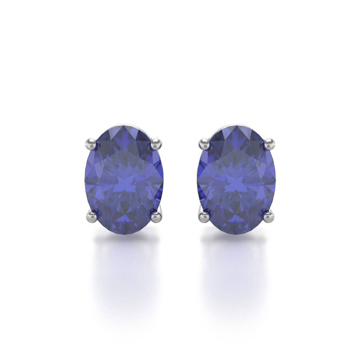 Boucles d'oreilles ADEN Or 585 Blanc et Tanzanite forme Ovale 1.6grs