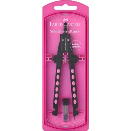 Faber-Castell 174342 Schnellverstellzirkel Factory Neon, 1 Stück, 3-fach sortiert
