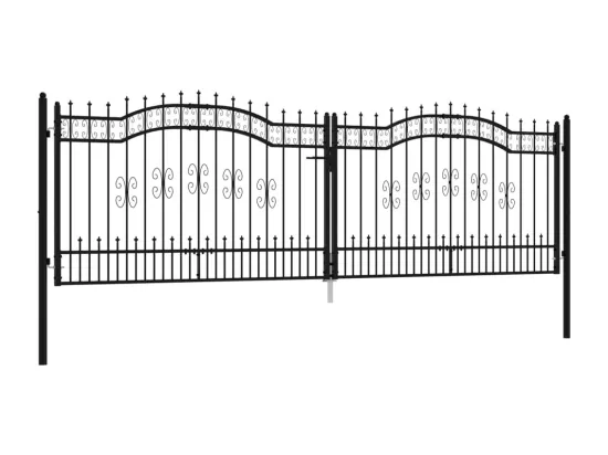 Portail et sommet de lance Noir 406x173 cm Acier enduit poudre