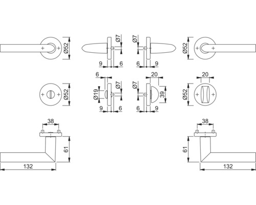 Hoppe 11545295 Stockholm WC rozetset 1140/42KV/42KVS Alu F1 geanodiseerd