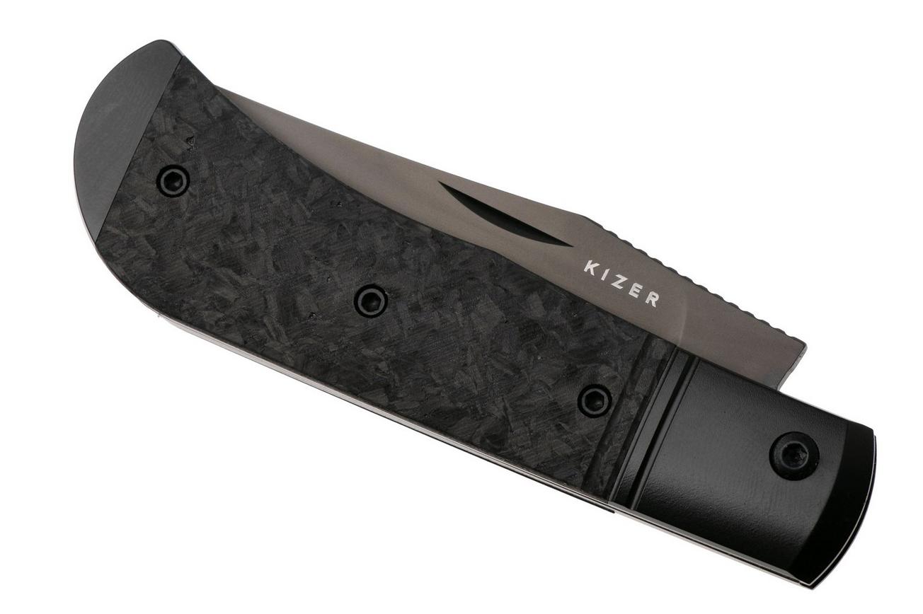 Kizer Trestle KI3761A1 Black DLC S45VN, Black Titanium Carbonfiber Inlay, zakmes, Azo design