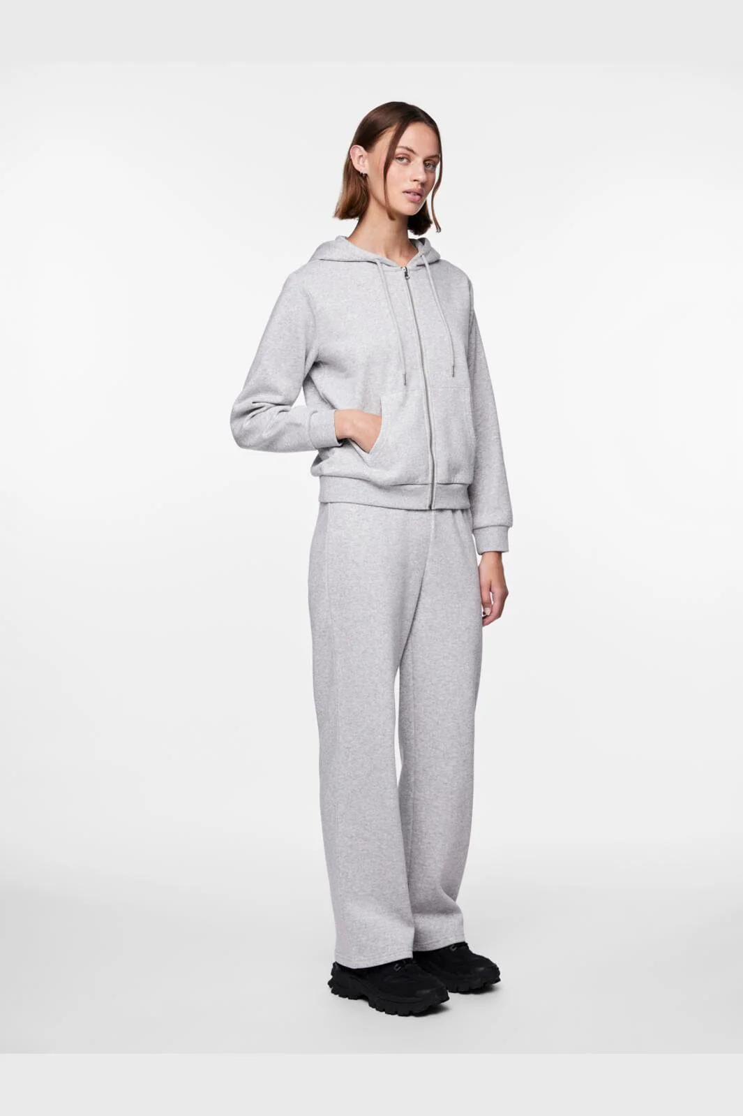 Pieces Pcchilli Ls Zip Hoodie 4265112 light grey melange