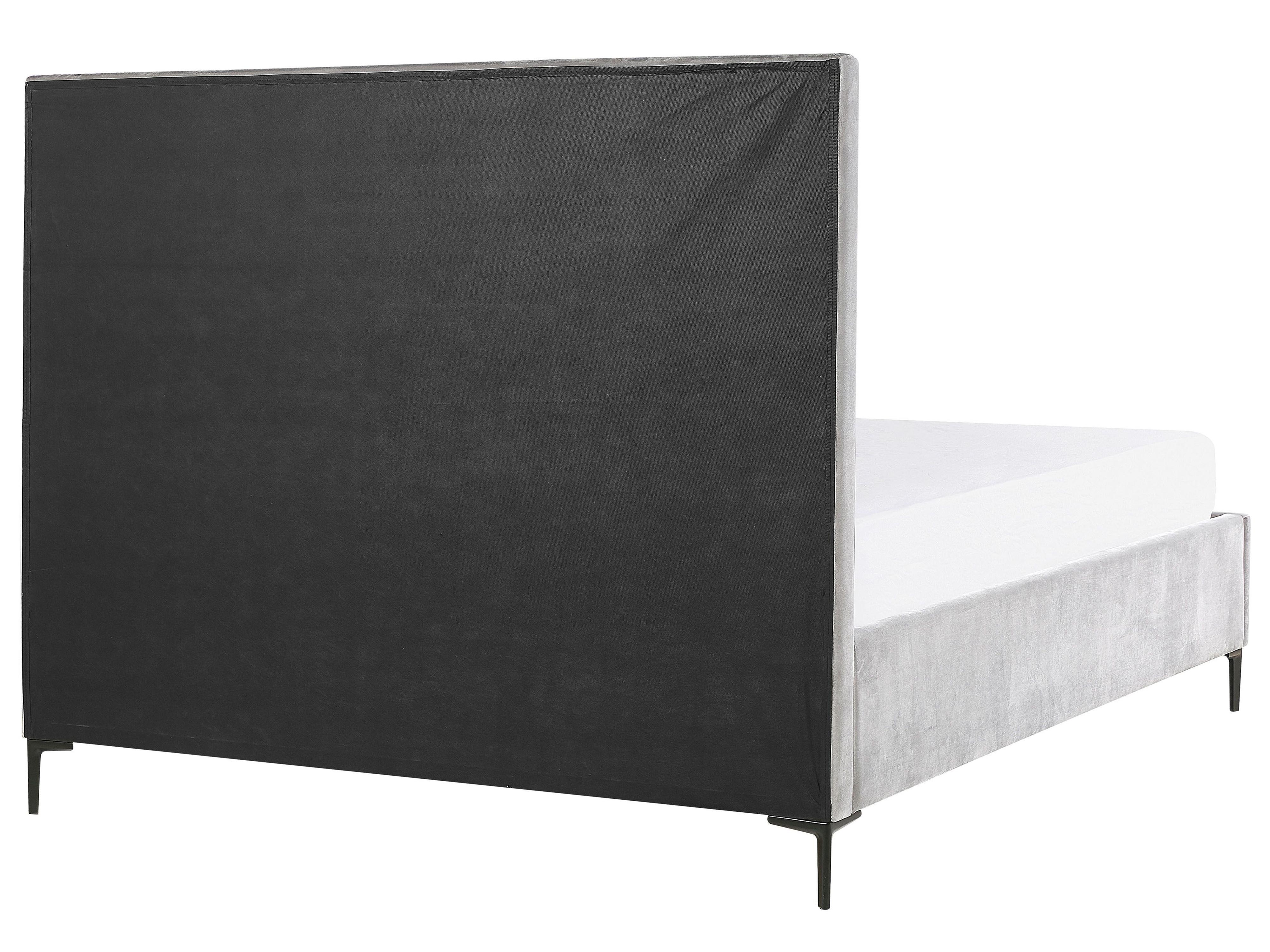 Bed met opbergruimte Fluweel SEZANNE 180 x 200 cm Lichtgrijs