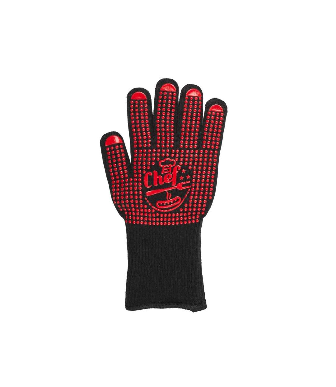 Paris Prix - Gant Anti Chaleur barbecue 32cm Rouge & Noir