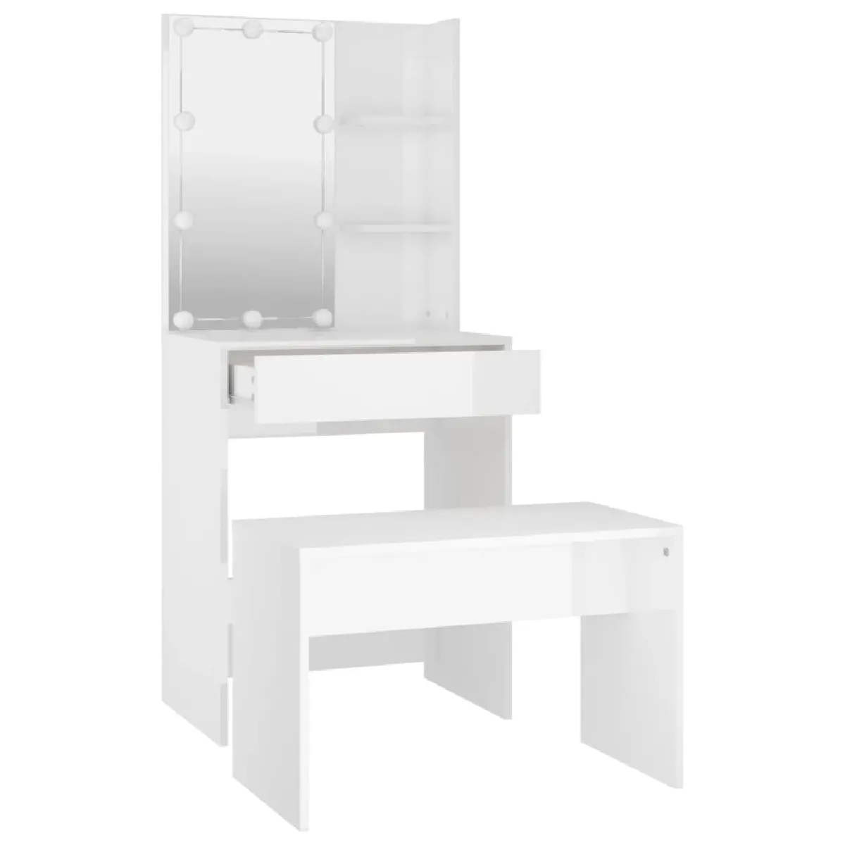 Helloshop26 Coiffeuse design avec led - Blanc brillant