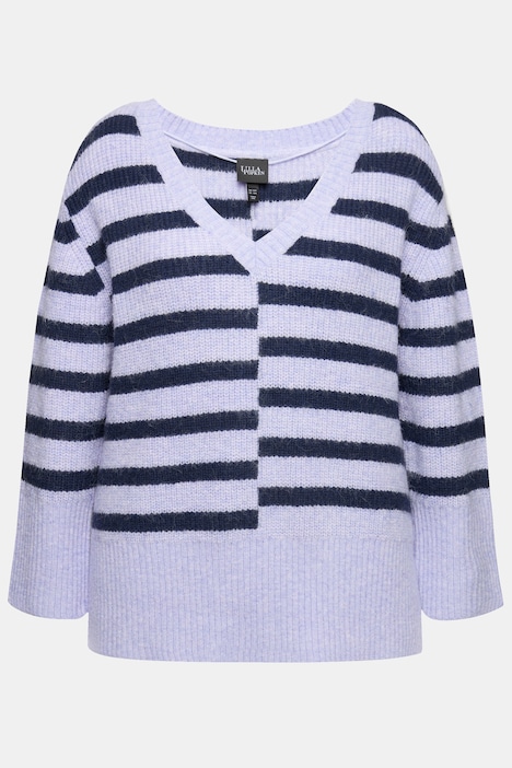 Pullover, Ringel, Oversized, Rundhals, Langarm