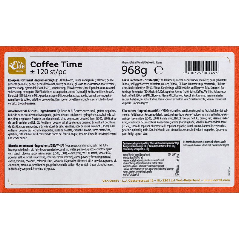 Biscuits Coffee Time assortiment Elite - Carton de 120 pièces