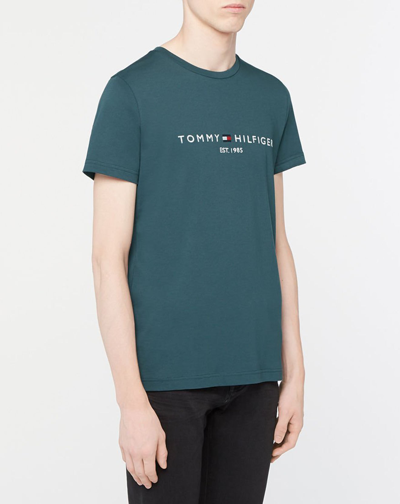 Tommy Hilfiger T-Shirt 100% Coton Bio logo bleu pétrole