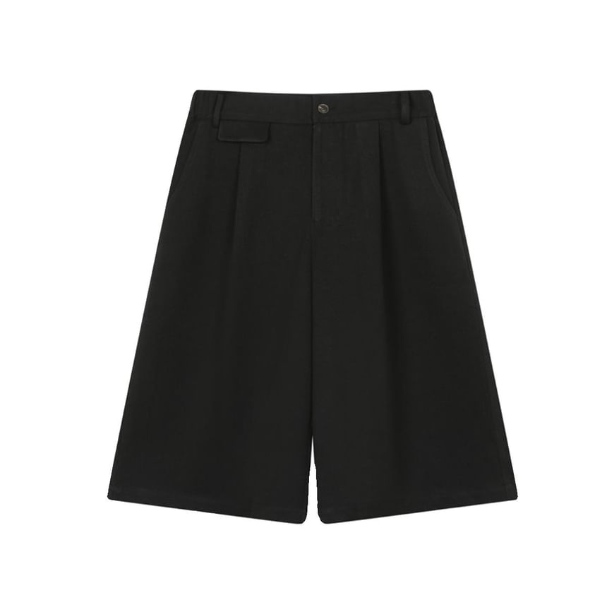 Adotuastic - Capribroek met wijde pijpen en effen tailleband met gemiddelde taille