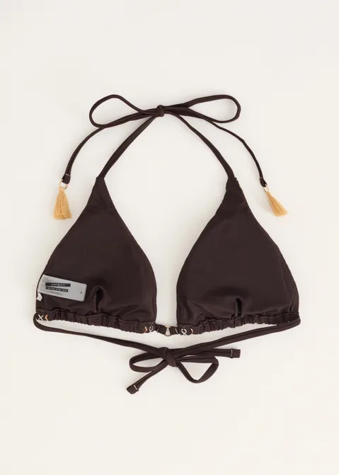 Triangel bikini top geborduurd bruin (BRN.D)