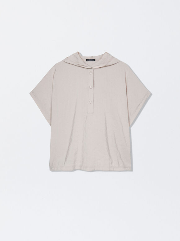 Camisa com capuz fluida - Cinza