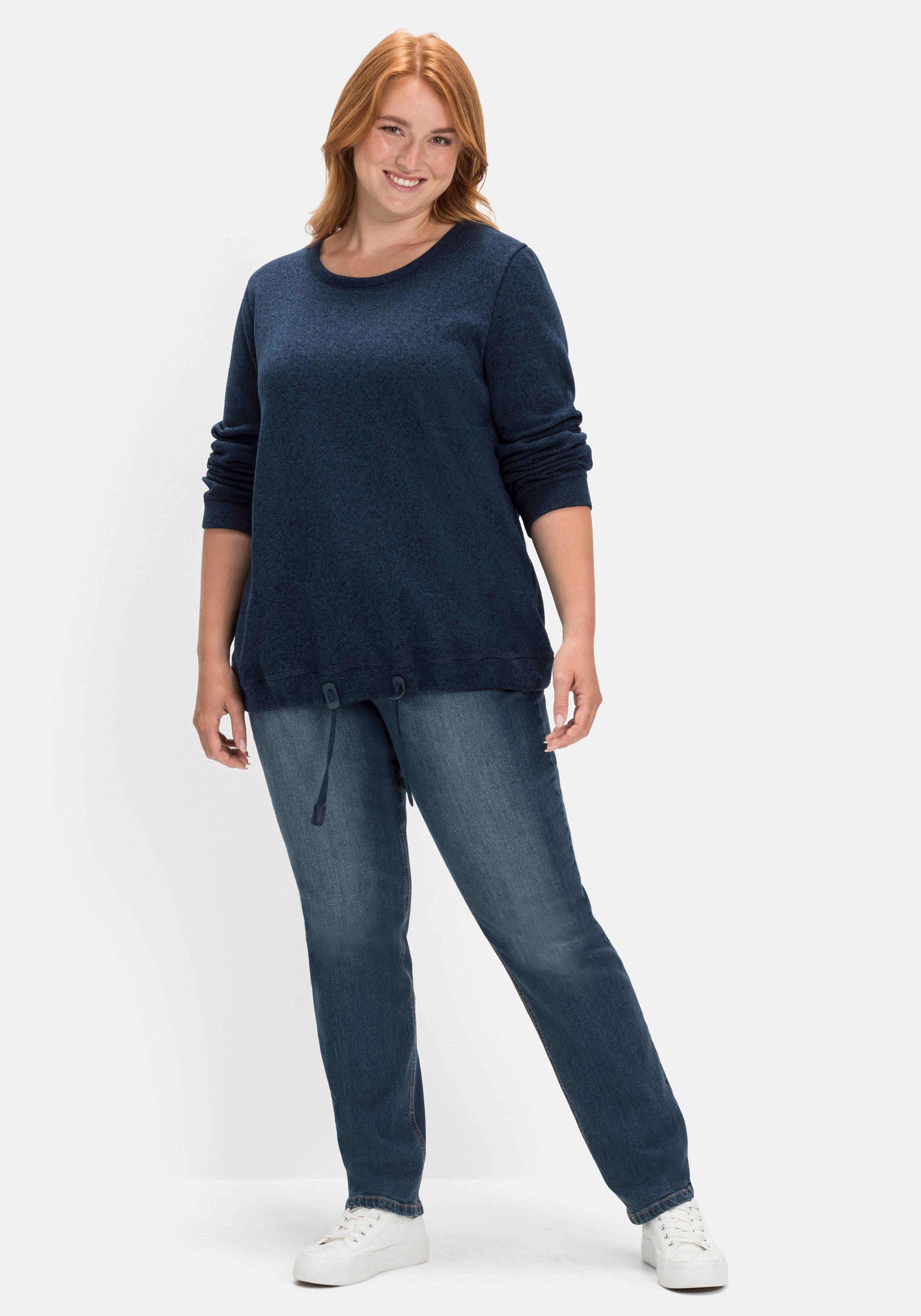 Sweatshirt aus Strickfleece, mit Saum-Tunnelzug