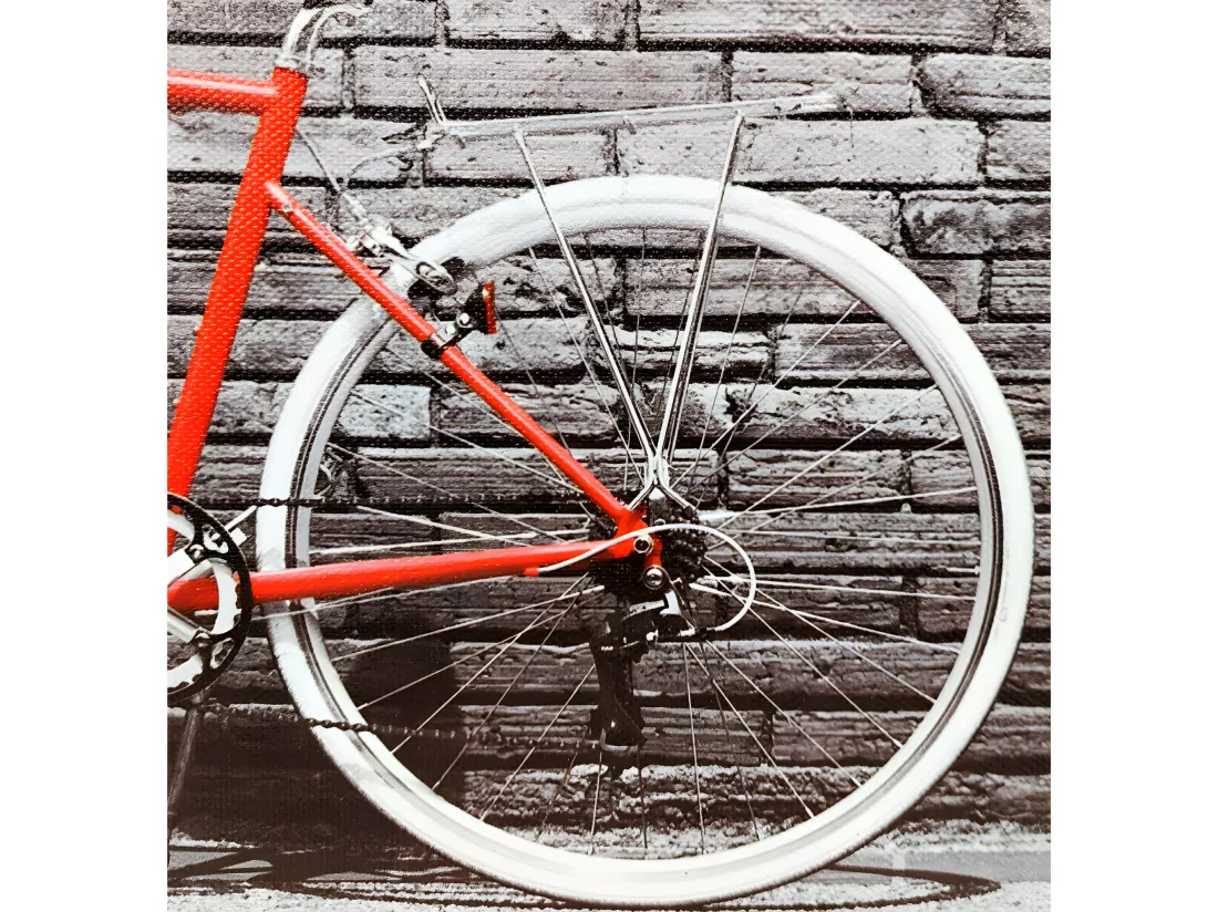 Tableau imprimé vélo rouge sur cadre en bois noir 30x40 cm - BIKE